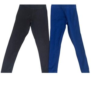 Hanna Anderson Leggings Girls Sz 120 6-7 yrs Lot of 2 Ribbed blue and black